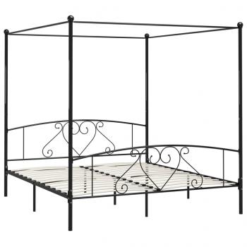 Himmelbett-Gestell Schwarz Metall 200 x 200 cm 