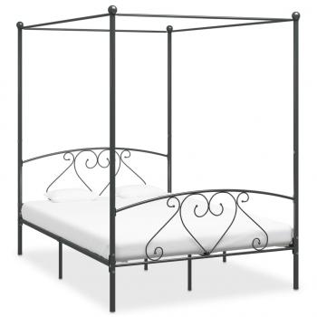 ARDEBO.de - Himmelbett-Gestell Grau Metall 140 x 200 cm 