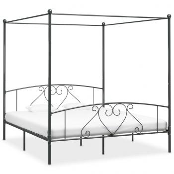 ARDEBO.de - Himmelbett-Gestell Grau Metall 180 x 200 cm 