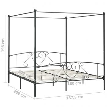 Himmelbett-Gestell Grau Metall 180 x 200 cm 