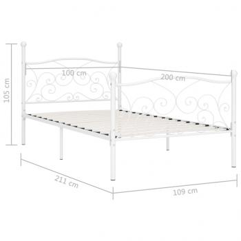 Bettgestell mit Lattenrost Weiß Metall 100 × 200 cm