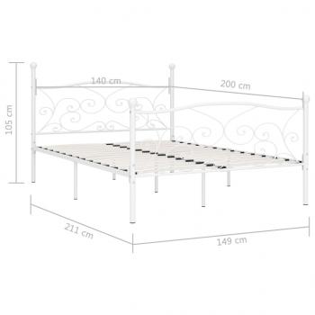 Bettgestell mit Lattenrost Weiß Metall 140 × 200 cm