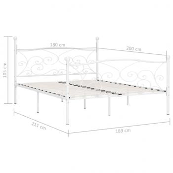 Bettgestell mit Lattenrost Weiß Metall 180 × 200 cm