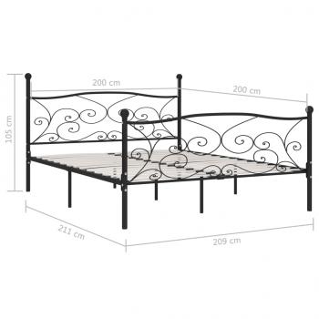 Bettgestell mit Lattenrost Schwarz Metall 200 × 200 cm