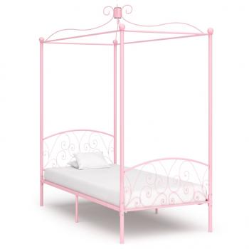 ARDEBO.de - Himmelbett-Gestell Rosa Metall 90 x 200 cm