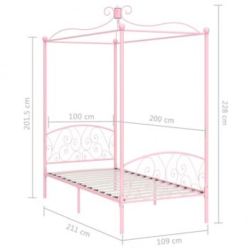 Himmelbett-Gestell Rosa Metall 100 x 200 cm