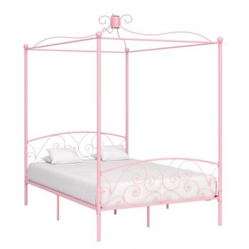 ARDEBO.de - Himmelbett-Gestell Rosa Metall 140 x 200 cm