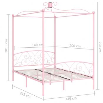 Himmelbett-Gestell Rosa Metall 140 x 200 cm