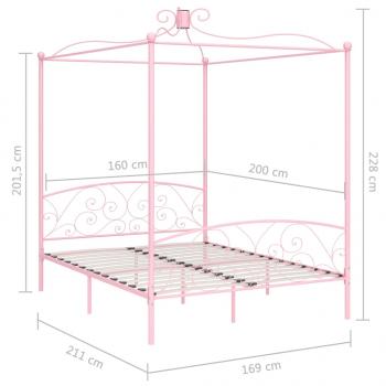 Himmelbett-Gestell Rosa Metall 160 x 200 cm