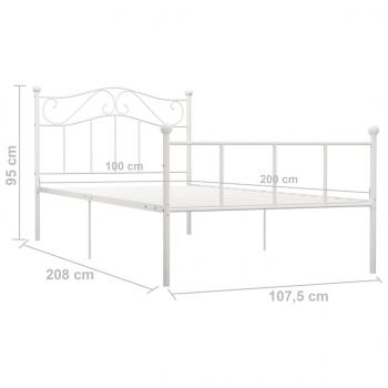 Bettgestell Weiß Metall 100×200 cm