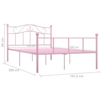 Bettgestell Rosa Metall 140×200 cm