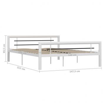 Bettgestell Weiß und Schwarz Metall 140 × 200 cm