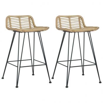 ARDEBO.de - Barhocker 2 Stk. Rattan Natur   