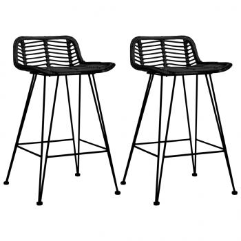 ARDEBO.de - Barhocker 2 Stk. Schwarz Rattan