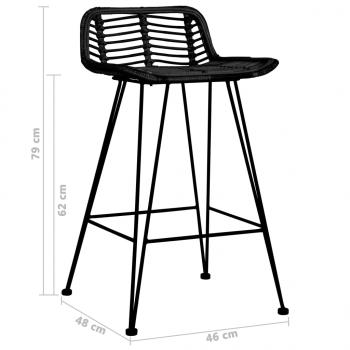 Barhocker 2 Stk. Schwarz Rattan