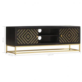 TV-Schrank Schwarz Golden 120 x 30 x 40 cm Massivholz Mango