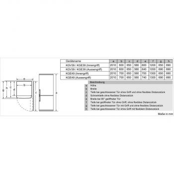 Bosch KGV39VLEA Stand Kühl-Gefrierkombination, 60cm breit, 343l, LowFrost, VitaFresh, BigBox, Edelstahl-Look