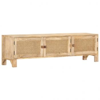 TV-Schrank 140x30x40 cm Mango Massivholz und Rohrgeflecht