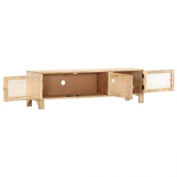 TV-Schrank 140x30x40 cm Mango Massivholz und Rohrgeflecht