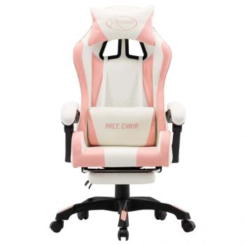 Gaming-Stuhl mit Fußstütze Rosa und Weiß Kunstleder 