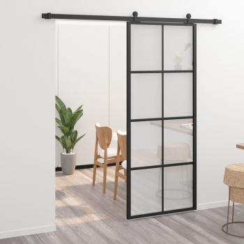 Schiebetür Aluminium und ESG Glas 76x205 cm Schwarz