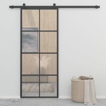 ARDEBO.de - Schiebetür Aluminium und ESG Glas 90x205 cm Schwarz