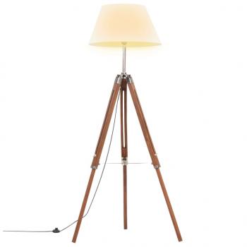 Stativlampe Honigbraun und Weiß Teak Massivholz 141 cm