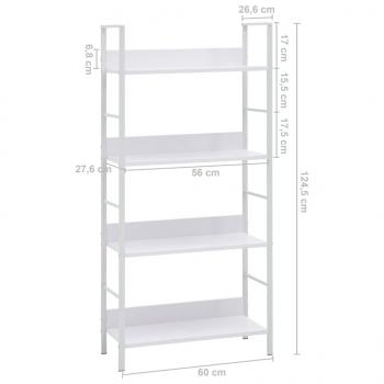 Bücherregal 4 Regalböden Weiß 60×27,6×124,5 cm Holzwerkstoff