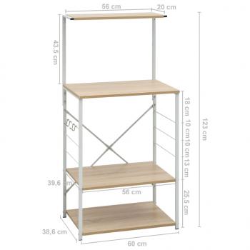 Mikrowellenregal Weiß Eiche-Optik 60x39,6x123 cm Holzwerkstoff