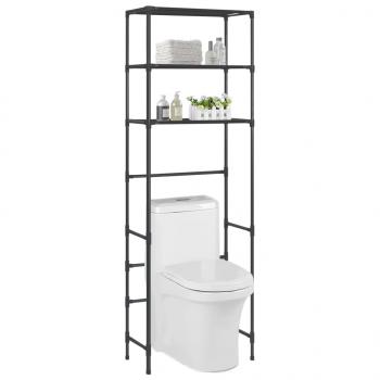 ARDEBO.de - Toilettenregal 3 Ablagen Schwarz 53x28x169 cm