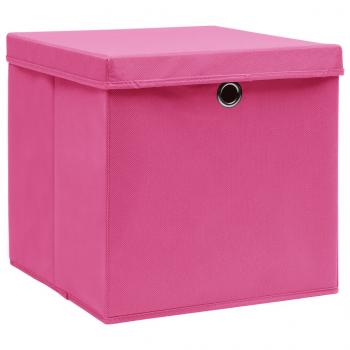 Aufbewahrungsboxen mit Deckeln 4 Stk. Rosa 32x32x32 cm Stoff