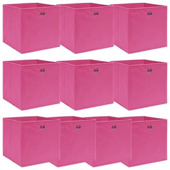 ARDEBO.de - Aufbewahrungsboxen 10 Stk. Rosa 32x32x32 cm Stoff