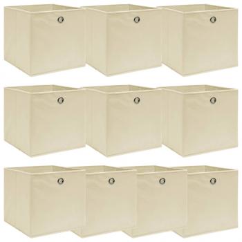 ARDEBO.de - Aufbewahrungsboxen 10 Stk. Creme 32x32x32 cm Stoff