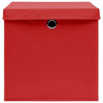 Aufbewahrungsboxen mit Deckeln 4 Stk. Rot 32x32x32 cm Stoff