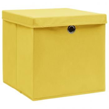 Aufbewahrungsboxen mit Deckeln 10 Stk. Gelb 32x32x32 cm Stoff