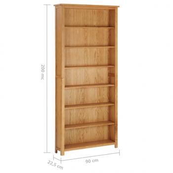 Bücherregal 7 Fächer 90x22,5x200 cm Massivholz Eiche