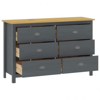 Sideboard Hill Grau 125x40x80 cm Massivholz Kiefer