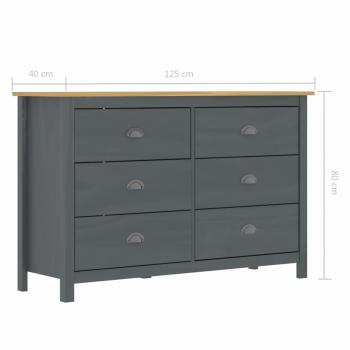 Sideboard Hill Grau 125x40x80 cm Massivholz Kiefer