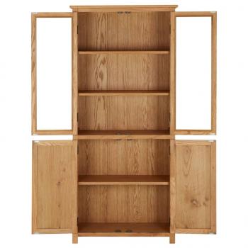 Bücherschrank mit 4 Türen 90x35x200 cm Eiche Massivholz & Glas