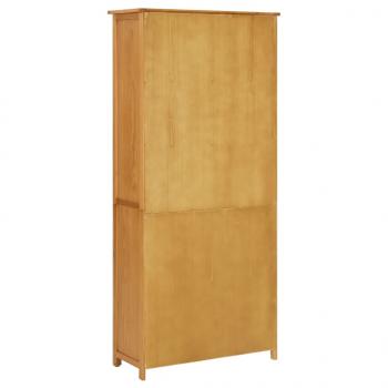 Bücherschrank mit 4 Türen 90x35x200 cm Eiche Massivholz & Glas