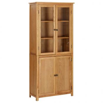 ARDEBO.de - Bücherschrank mit 4 Türen 80x35x180 cm Eiche Massivholz & Glas