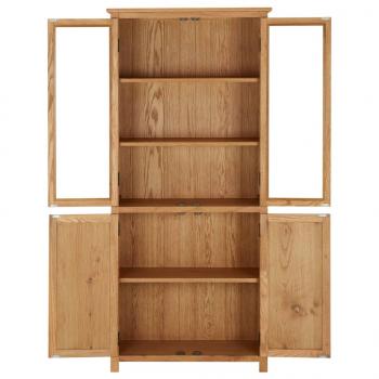 Bücherschrank mit 4 Türen 80x35x180 cm Eiche Massivholz & Glas