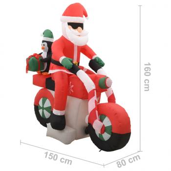 Aufblasbarer Weihnachtsmann auf Motorrad LED IP44 160 cm