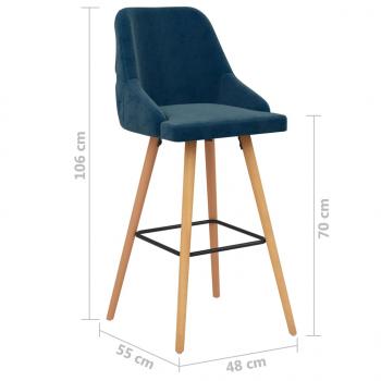 Barhocker 2 Stk. Blau Samt 