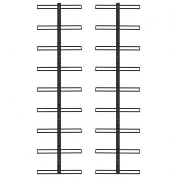Wand-Weinregale für 18 Flaschen 2 Stk. Schwarz Eisen 