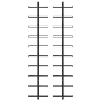 Wand-Weinregale für 20 Flaschen 2 Stk. Schwarz Metall