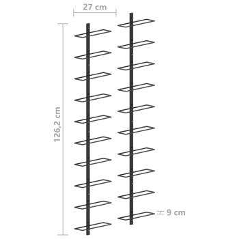 Wand-Weinregale für 20 Flaschen 2 Stk. Schwarz Metall