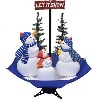 Weihnachtsbaum mit Schnee und Schirm-Fuß Blau 170 cm PVC