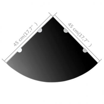 Eckregale 2 Stk. mit Verchromten Halterungen Glas Schwarz