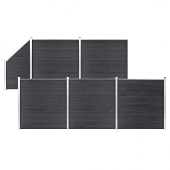 ARDEBO.de - WPC Zaun-Set 5 Quadrate + 1 Schräge 965x186 cm Grau